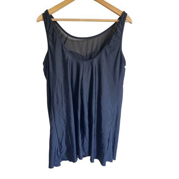 New! Swimsuits for All Black Mesh Round Neck One Piece Swimsuit Size 20 Skirt - Picture 2 of 8